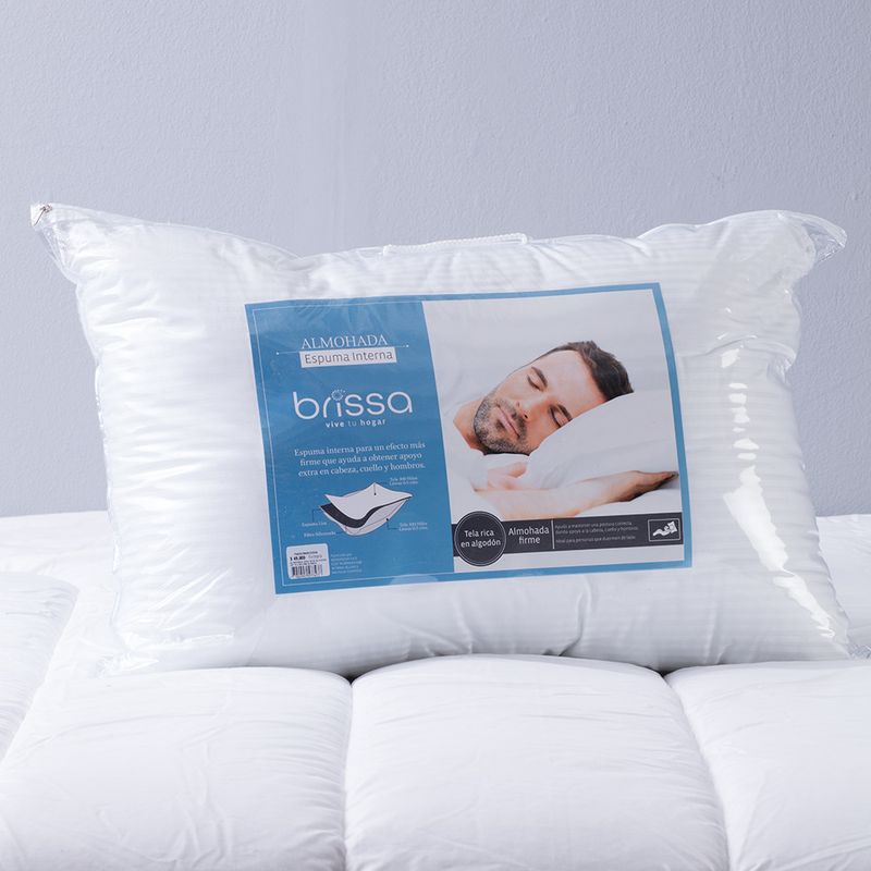 Almohada en tela 300 hilos espuma lineas 0 5 cm blanco