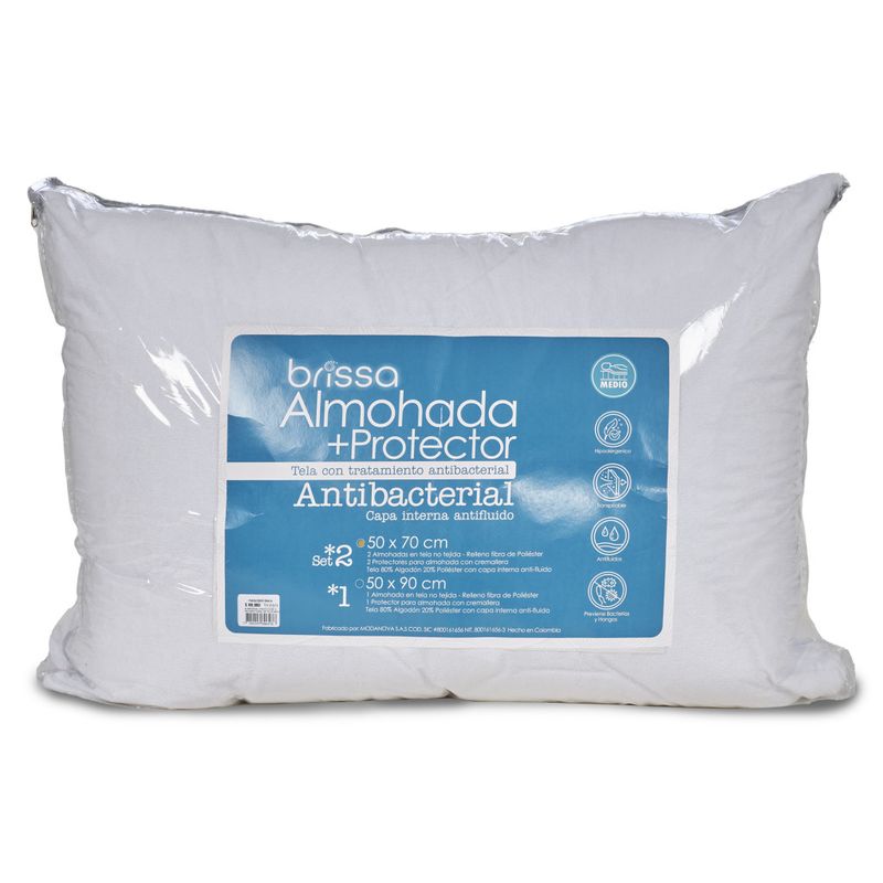 Almohada más protector antibacterial blanco