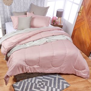 Plumón más fundón para almohada en tela embozada rosa plata