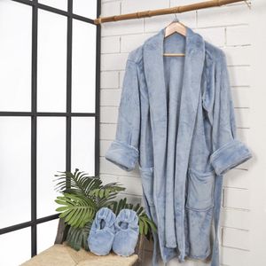 Levantadora más babuchas flannel unicolor azul nórdico S/M