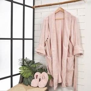 Levantadora más babuchas flannel unicolor rosa loto S/M