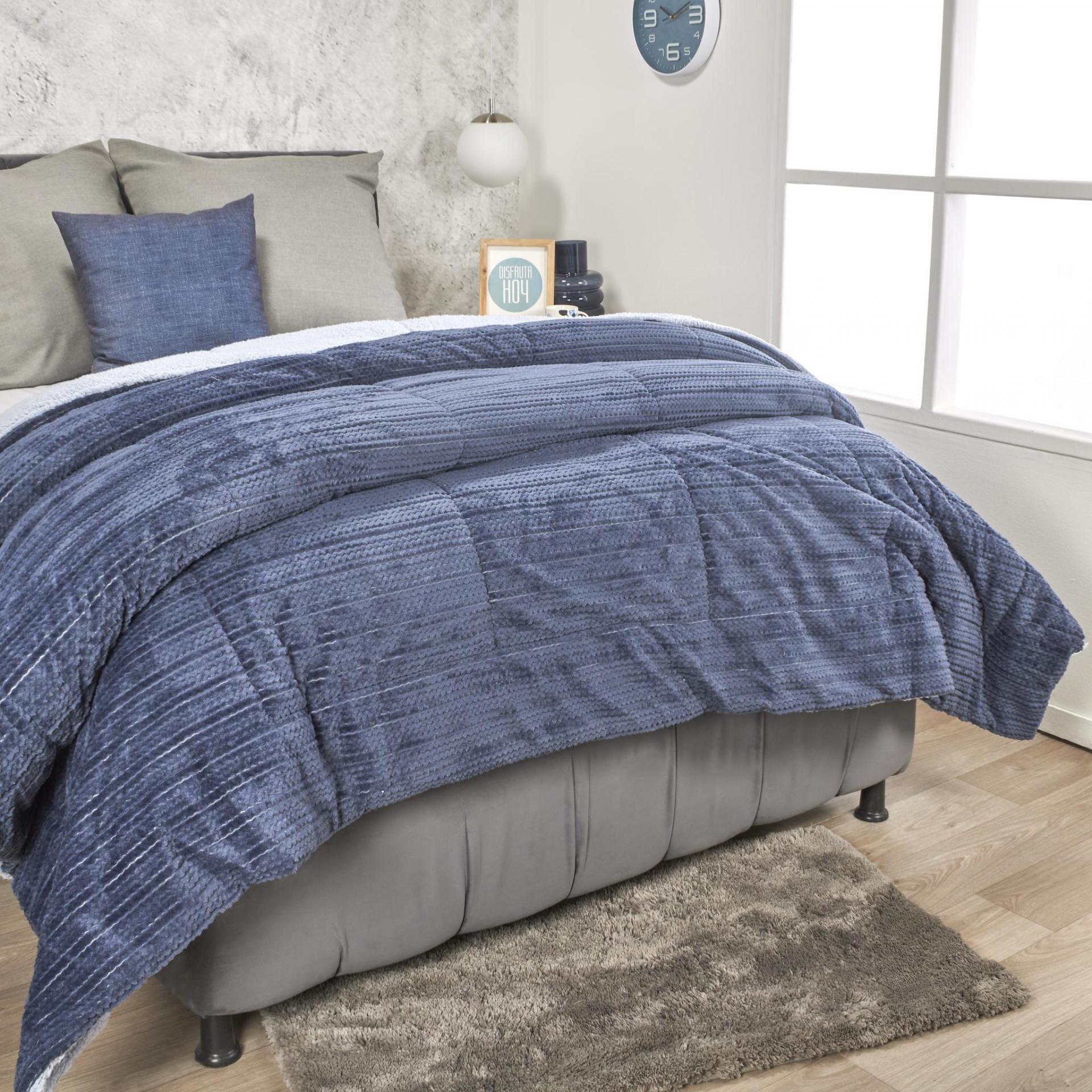 Manta fusión flannel ovejera azul indigo/blanco óptico 130x150 - Almacenes  Brissa | Tienda de artículos para el hogar