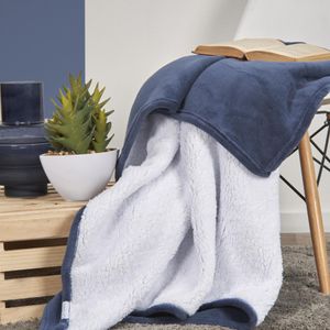 Manta fusión flannel ovejera azul indigo/blanco óptico  130x150
