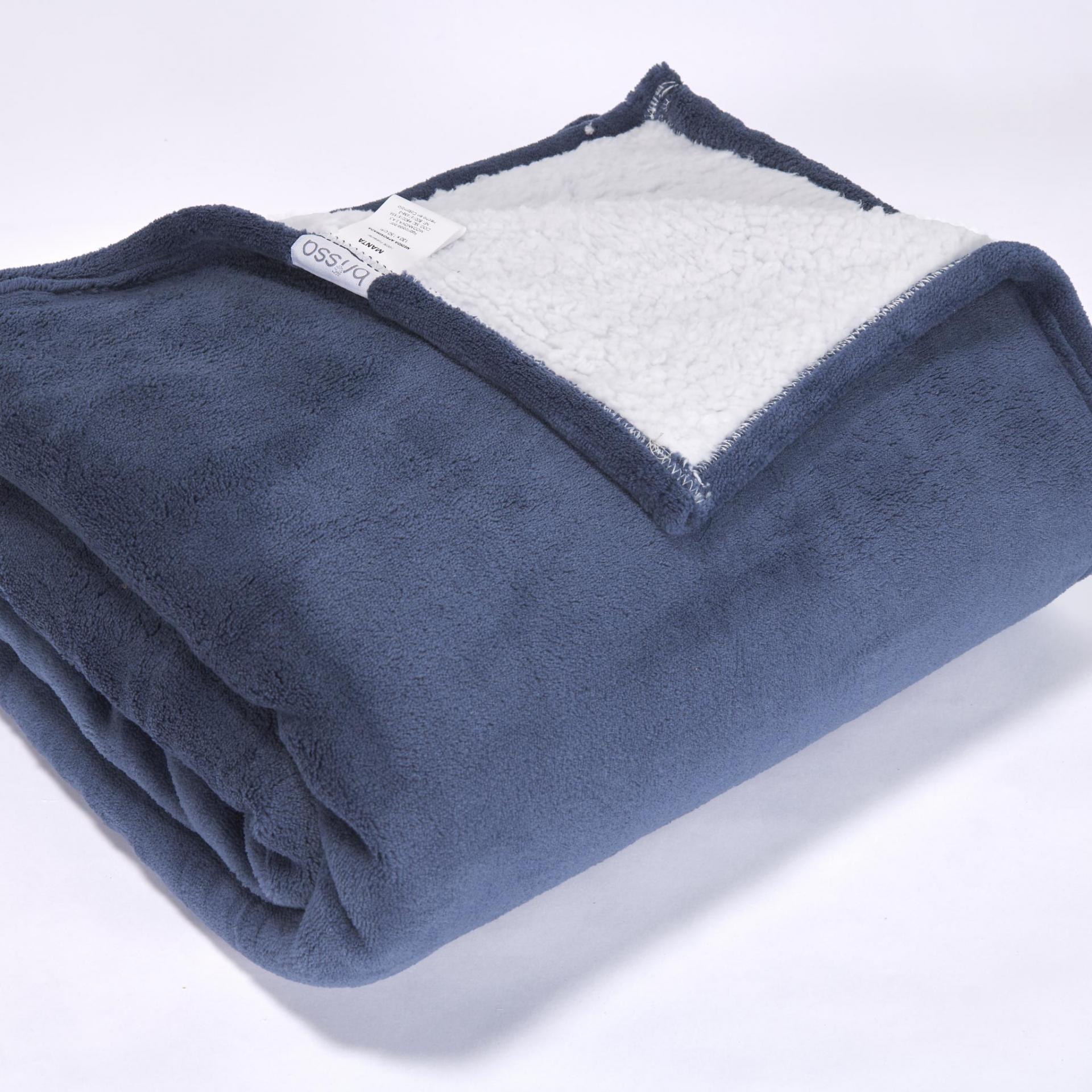 Manta fusión flannel ovejera azul indigo/blanco óptico 130x150 - Almacenes  Brissa | Tienda de artículos para el hogar