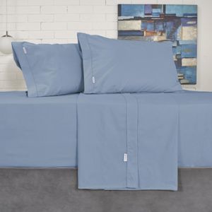 Juego de sábanas en tela 144 hilos unicolor azul nordico