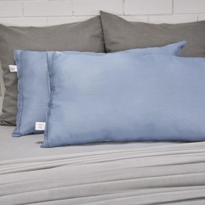 Set x 2 almohadas tela 1100 hilos polialgodón azul nórdico sp
