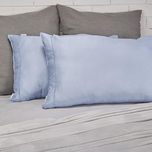 Set x 2 almohadas tela 1100 hilos polialgodón azul maya