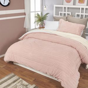Edredón flannel jacquard ovejero rosa loto/blanc