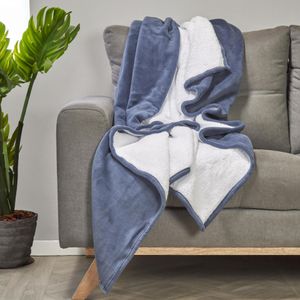 Cobija flannel ovejera fusion indigo/blanco