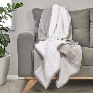 Cobija flannel ovejera fusion gris/blanco