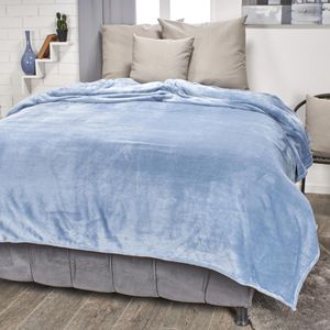 Cobija flannel unicolor azul nórdico