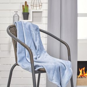 Manta flannel unicolor azul nórdico