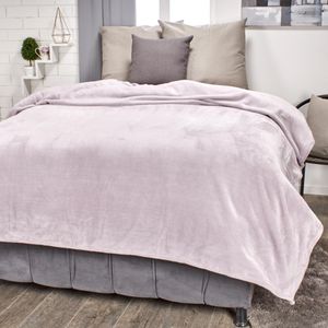 Cobija flannel unicolor malva gris