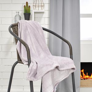 Manta flannel unicolor malva gris