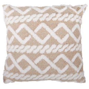 Cojín sherpa trenza beige/blanco