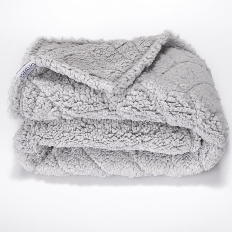 Manta sherpa unicolor gris claro