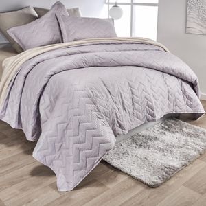 Cubrelecho microfibra corrugado enlace malva gris