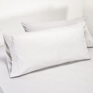 Set x2 fundas tipo hotel tela 300 hilos unicolor gris nieve