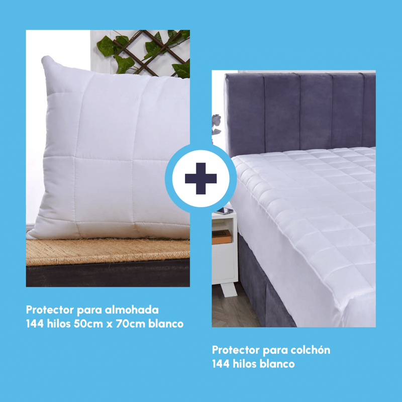 COMBO-PRO.COLCHON-PRO.-ALMOHADA-144H-DOBLE-50x70-BLANCO