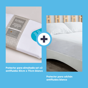 Combo Protector colchón antifluido más Setx2 protector de almohada