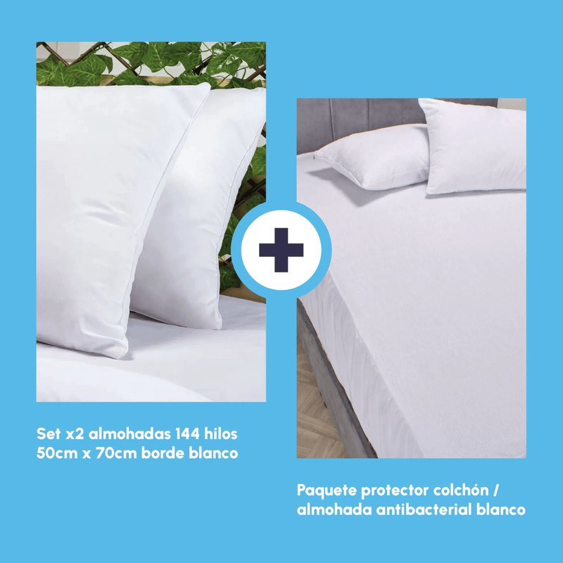 COMBO-PRO.COLCHON-PRO.ALMOHADA-ALMOHADAx2-ANTIBACERIAL-144H