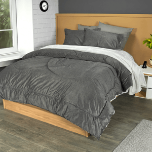 Edredón deco velvet gris 3/gris nieve