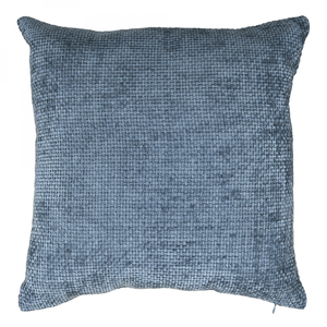 Cojín chenille textura tejido azul medio 45 x 45 cm