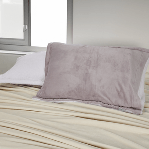 Set x2 Fundones flannel ovejero malva gris