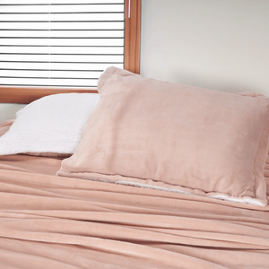 Set x2 Fundones flannel ovejero unicolor rosa loto