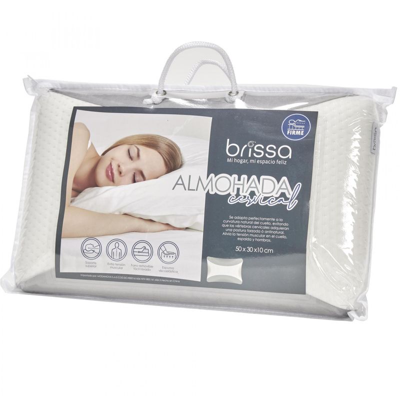 Almohada Cervical Blanco Gris 50 x 30 x 10 cm