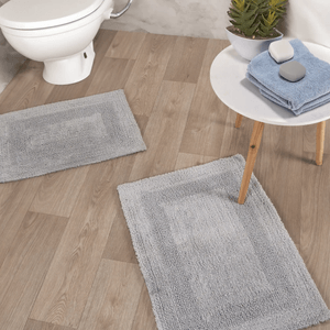 Set x2 Tapetes de baño de Algodón reversible gris plata