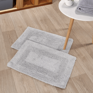 Set x2 Tapetes de baño de Algodón marcos gris plata