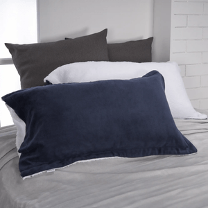 Set x2 Fundones flannel ovejero unicolor indigo