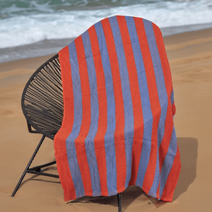 Toalla playera 286 gsm rayas naranja/azul