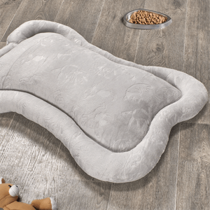 Cama mascota flannel embozada unicolor play gris nieve