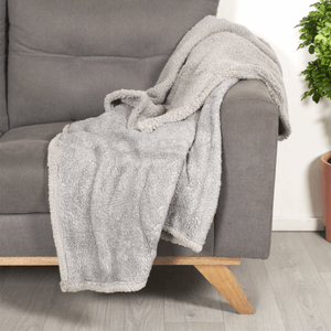 Manta sherpa 280 gsm unicolor gris claro