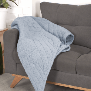 Manta sherpa ultrasonido unicolor azul bebe