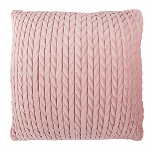 Cojín velvet trenza rosa loto 45 x 45 cm