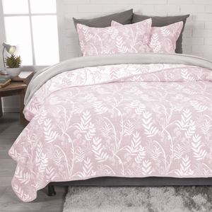 Cubrecama jacquard reversible acacia rosa loto