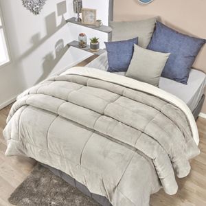 Cobija flannel ovejero unicolor gris nieve