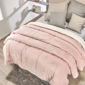 Cobija flannel ovejero unicolor rosa loto