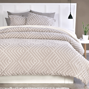 Forro para plumón microfibra jacquard rombos taupe