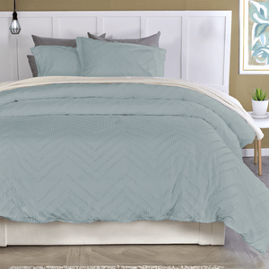Forro para plumón microfibra jacquard zigzag verde eucalipto