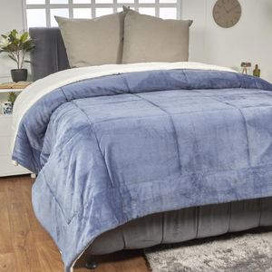 Cobija flannel ovejero unicolor indigo