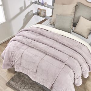 Cobija flannel ovejero unicolor malva gris