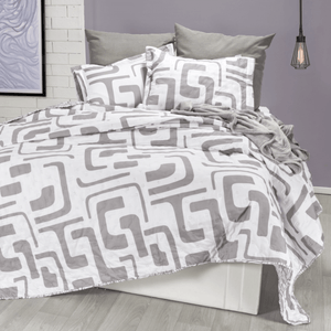 Combo Cubrelecho más manta estampado markel/gris