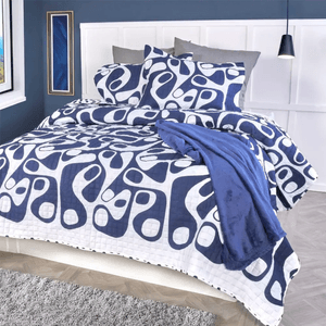 Combo Cubrelecho más manta estampado ander/azul medieval