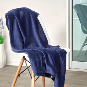 Manta flannel unicolor azul medieval mnl