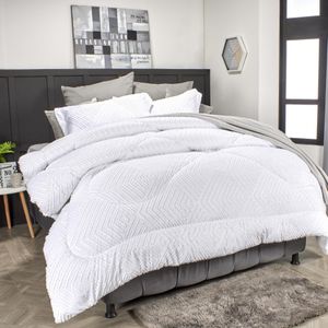 Edredón microfibra jacquard rombos blanco