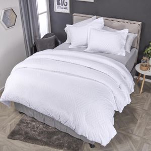 Forro para plumón microfibra jacquard rombos blanco